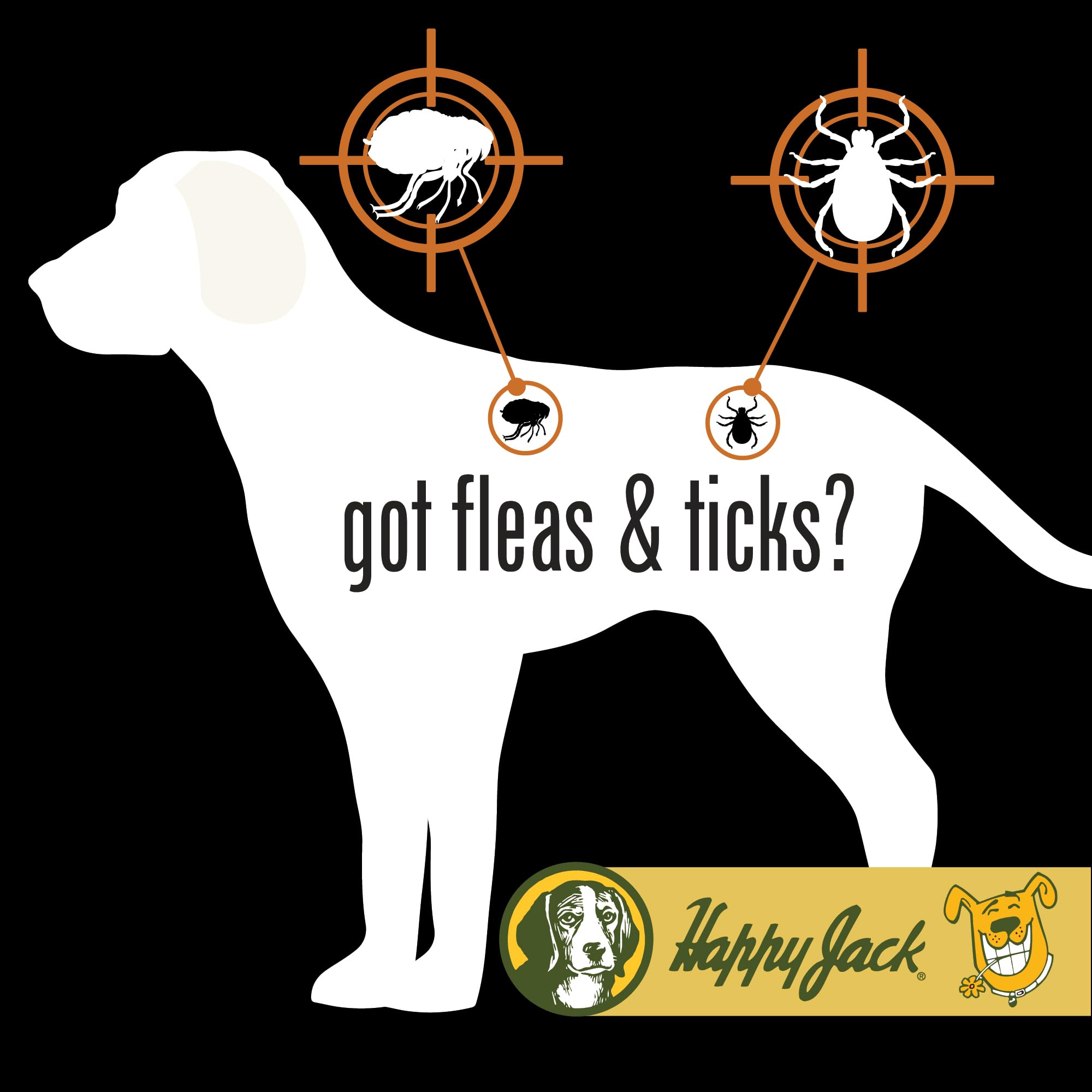 Happy Jack powder used indoors and outdoors around crates and yards.
