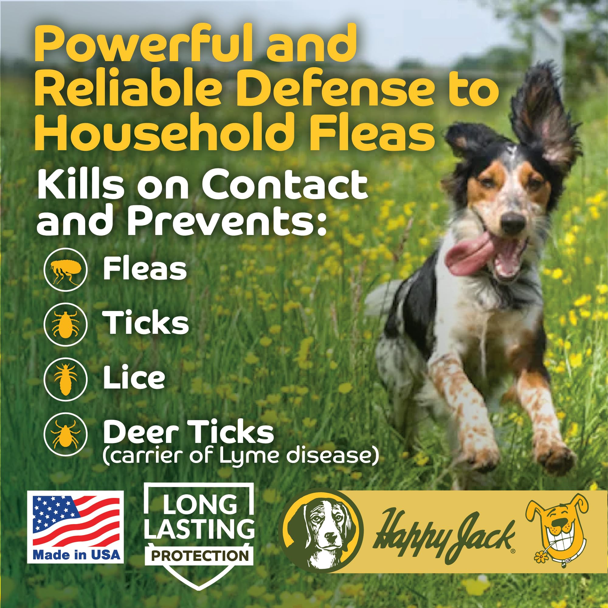 Applying Happy Jack powder to a dog's paw for targeted protection.