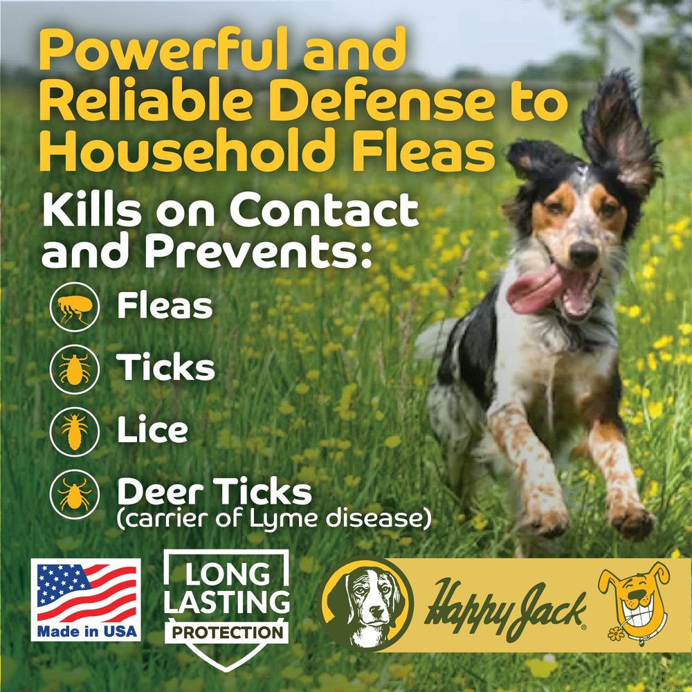 Applying Happy Jack powder to a dog's paw for targeted protection.