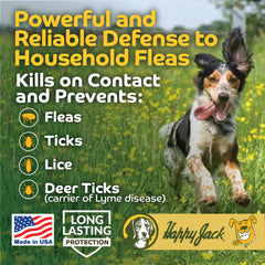 Applying Happy Jack powder to a dog's paw for targeted protection.