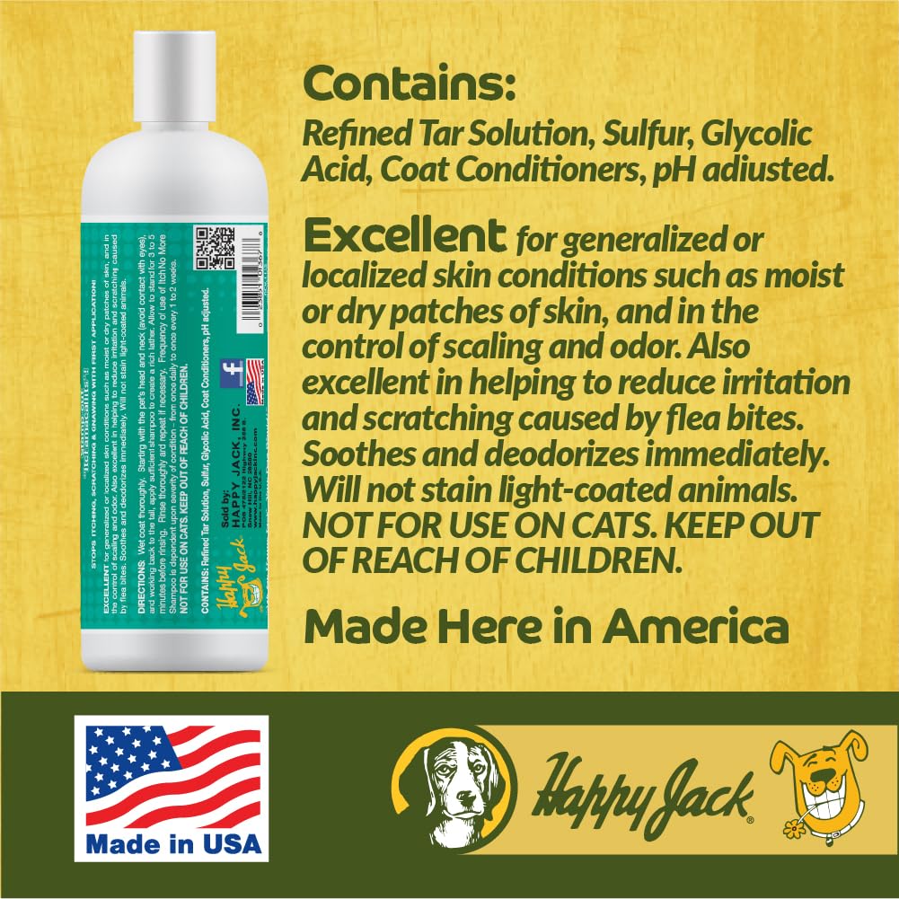 Pet grooming routine featuring Happy Jack Itch No More in use