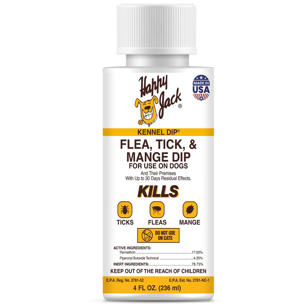 Happy Jack Kennel Dip bottle pour for easy dog application.