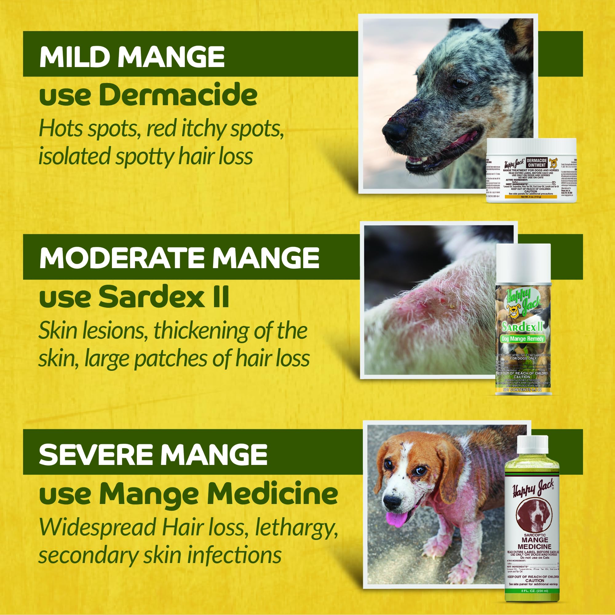 Happy Jack mange coat treatment showcases external skin care for healthier fur.