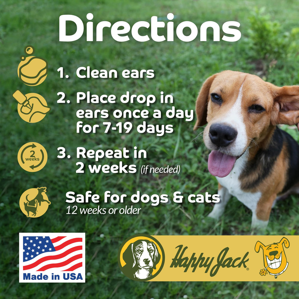 Happy Jack Mitex ear health illustration highlighting cleanliness.