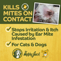 Happy Jack Mitex applied on dogs showing quick relief for itchy ears.