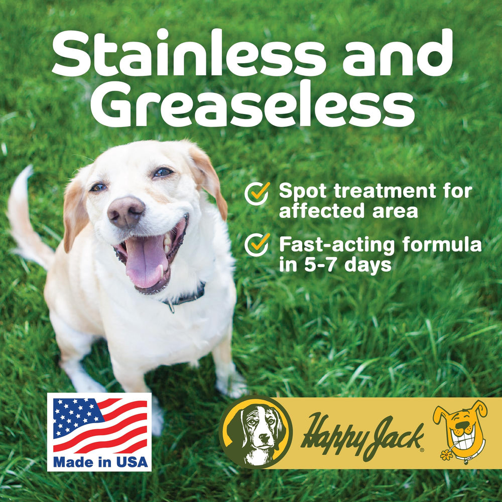 Direct skin application on irritated spots with Happy Jack Sardex Mange Treatment.