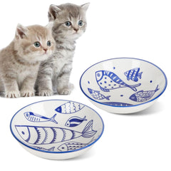 Happy Kit wide shallow cat bowls show 8.5oz capacity for easy meals.