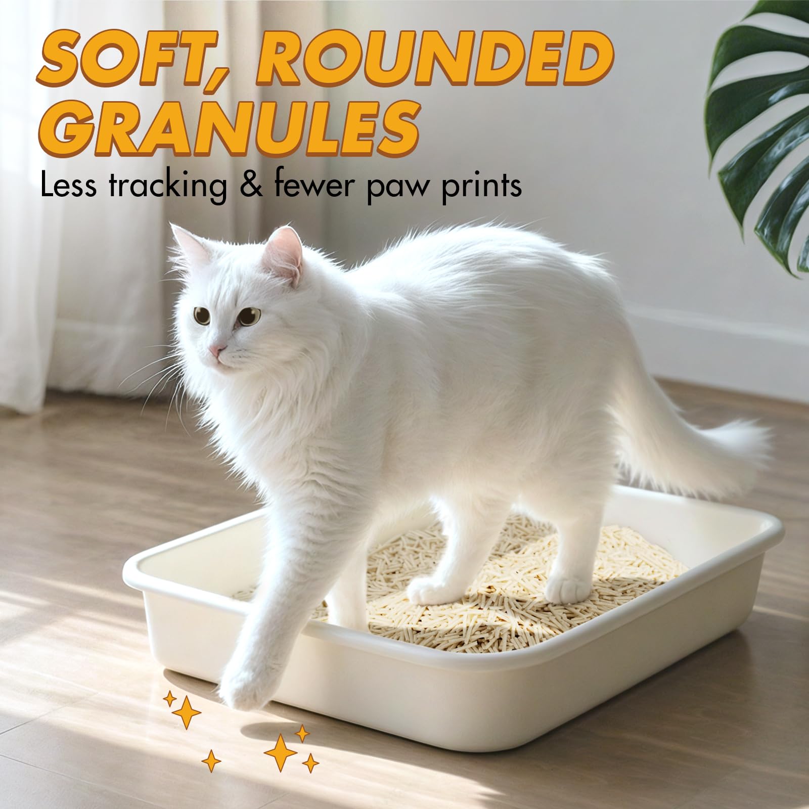 Happy & Polly tofu cat litter vacuum-packed for freshness.