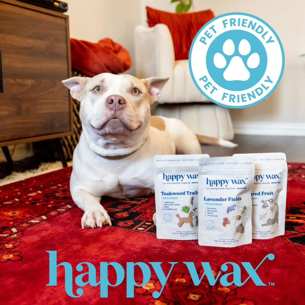 Happy Wax Dye-free label reinforces safe, pet-friendly design