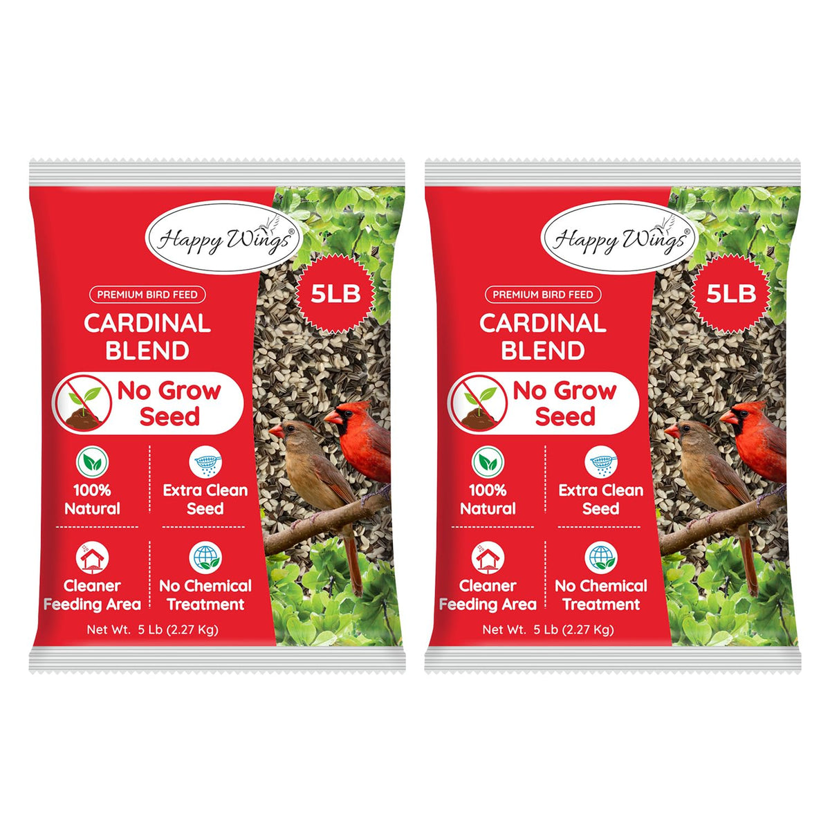 Happy Wings Cardinal Blend packaging ready for backyard feeders
