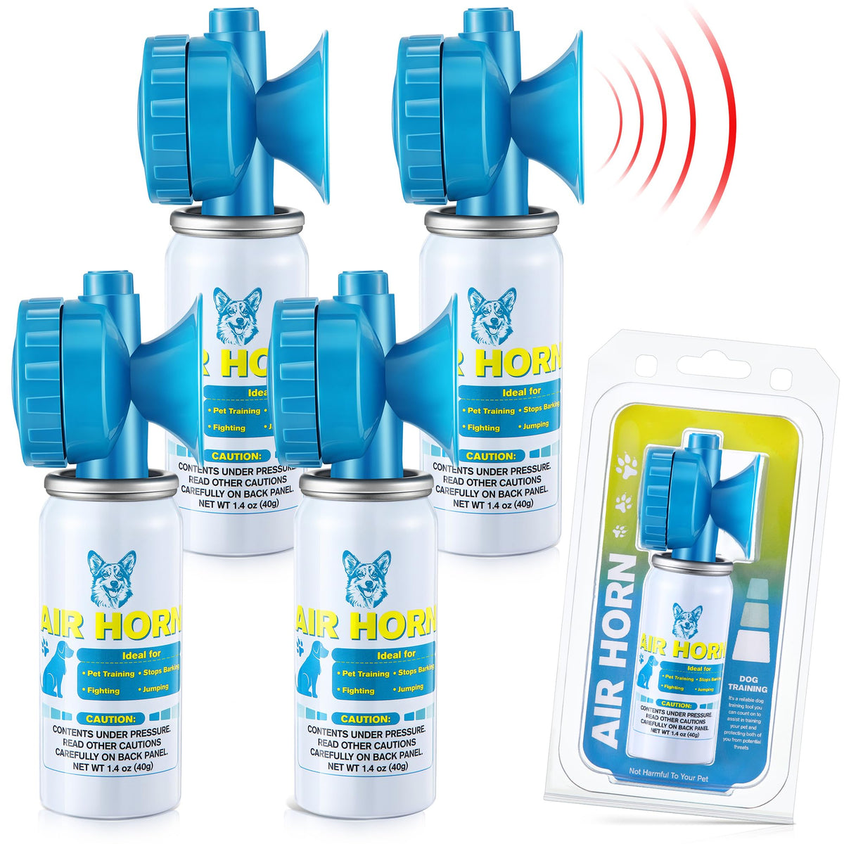 HappyAlley air horn blue front view shows compact safety device for deterrence