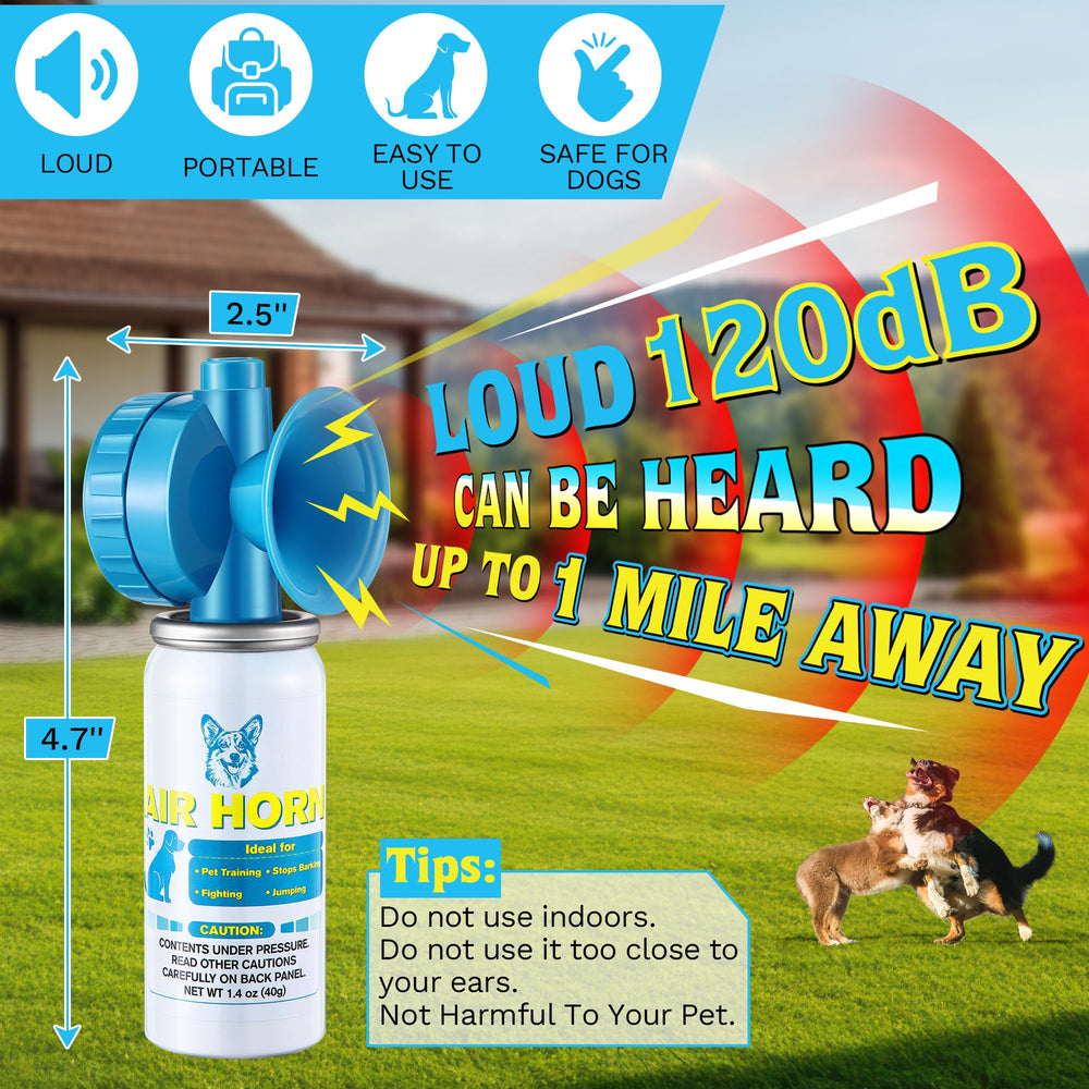 HappyAlley air horn blue packaged setup ready for outdoor safety use