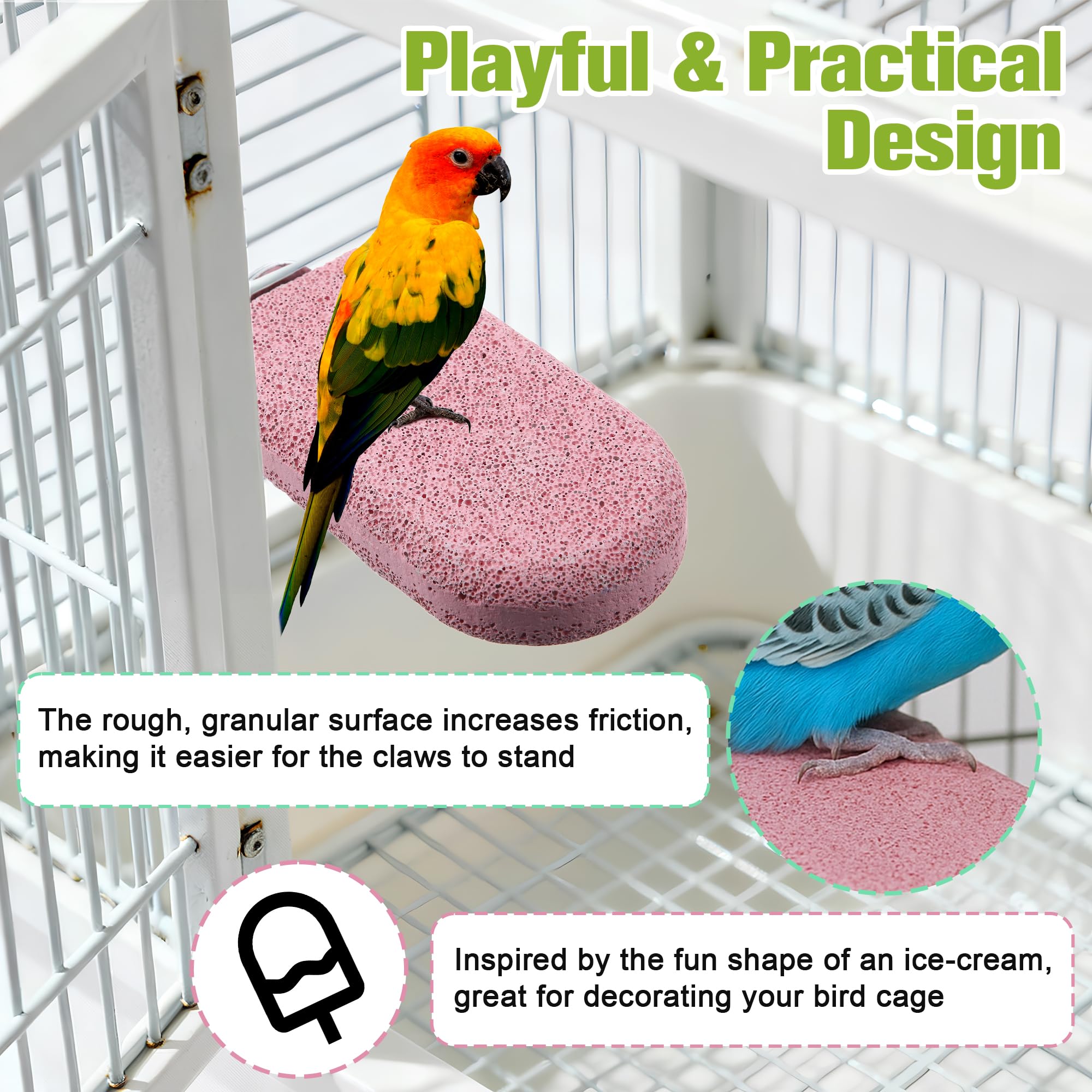 HappyAlley gray beak grinding stone offers lightweight perching and filing.