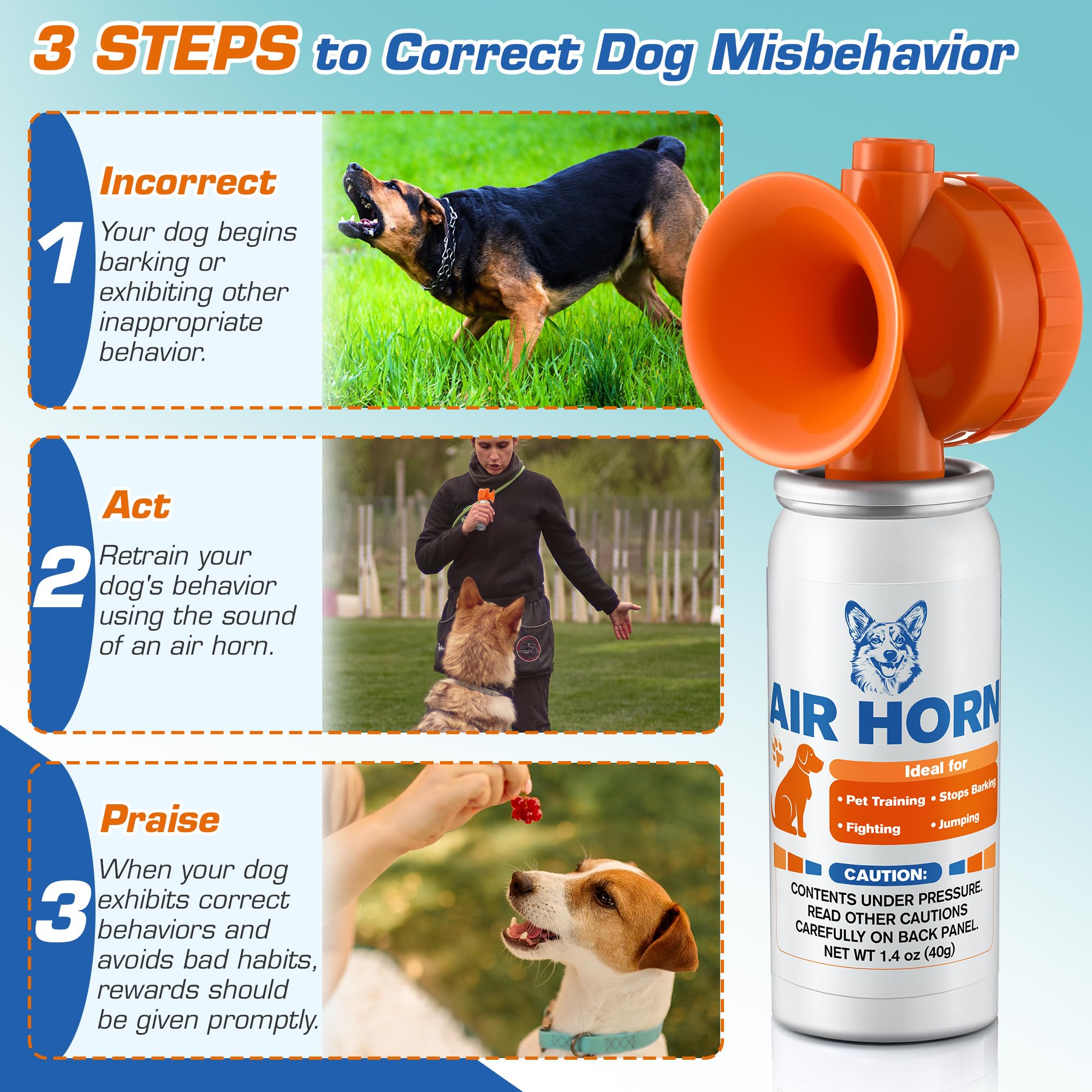 HappyAlley dog-training-air-horn aids calm, responsive pet behavior.