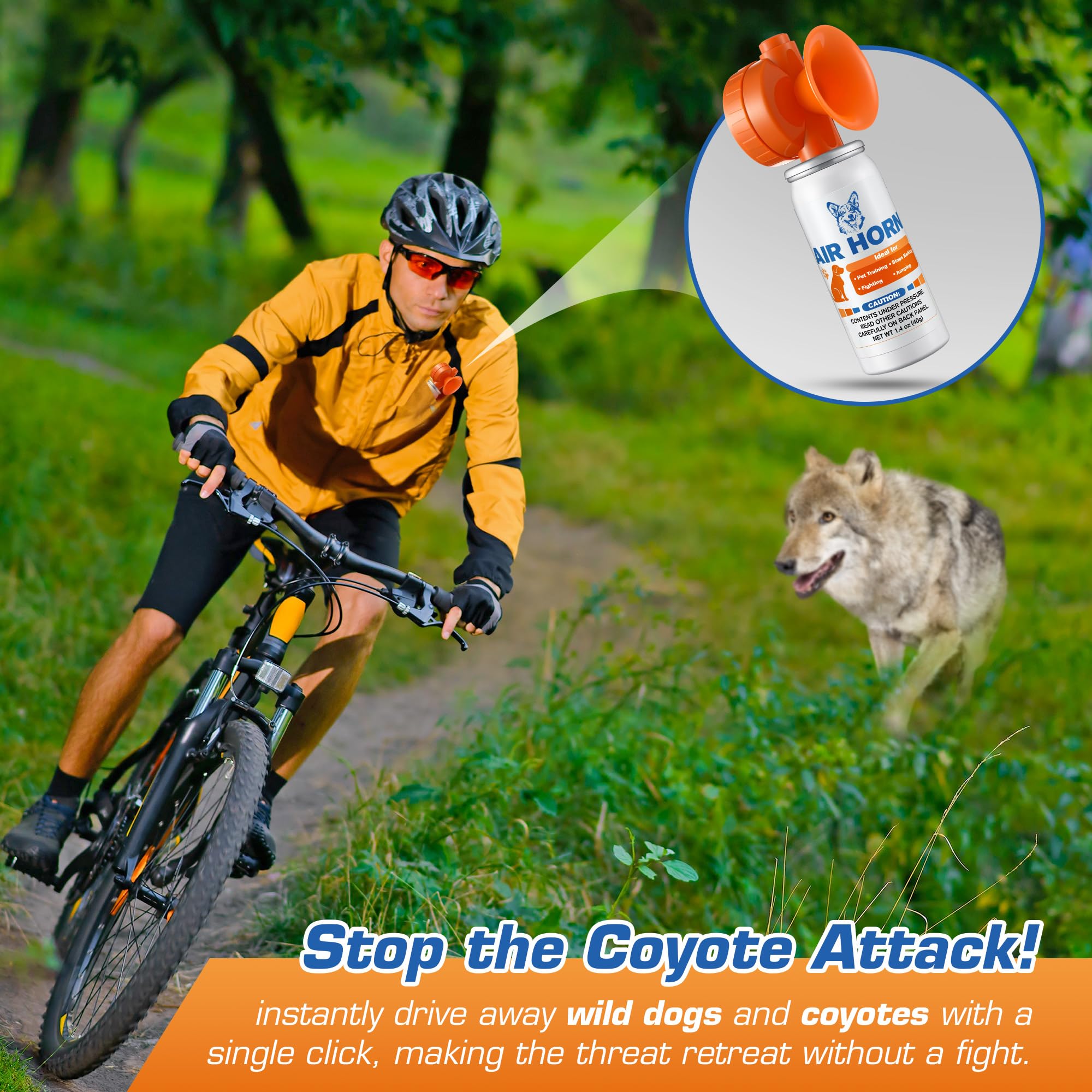 HappyAlley walking-safety air horn for hikers and runners.