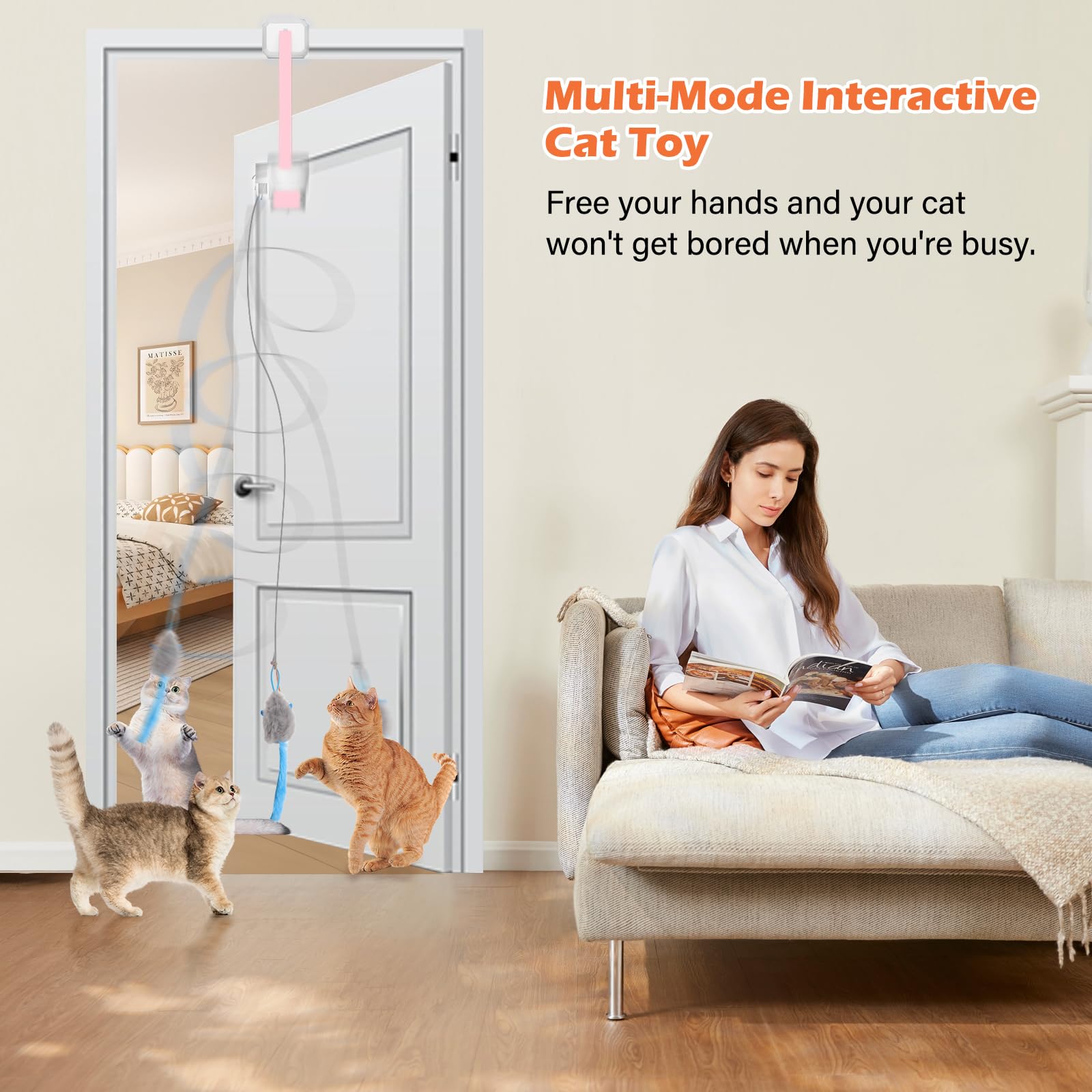 HappyCode Cat Teaser bell included for added auditory stimulation