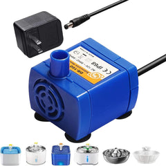 Happypapa pet fountain pump front view shows compact replacement for steady hydration.