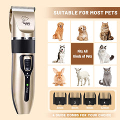HappyYILIDA dog clippers on two-speed setting for different coat lengths.