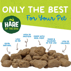 Hare of the Dog single-ingredient rabbit meat label highlighting purity.