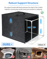 Sturdy shelf and tubes support the Harhana Cat Cave during use.