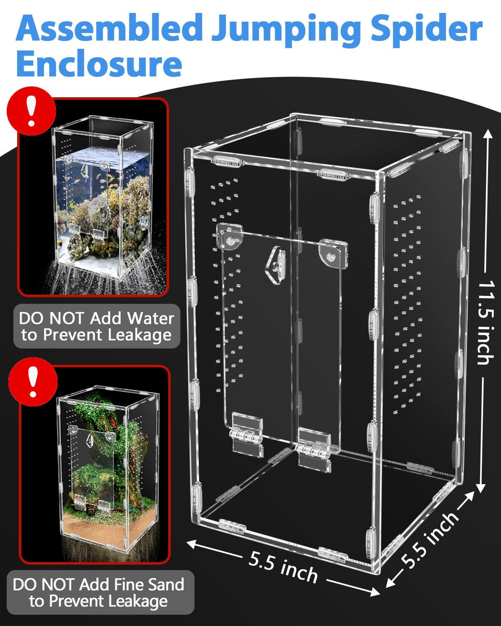 Harhana Jumping Spider Enclosure assembled setup highlights quick assembly.