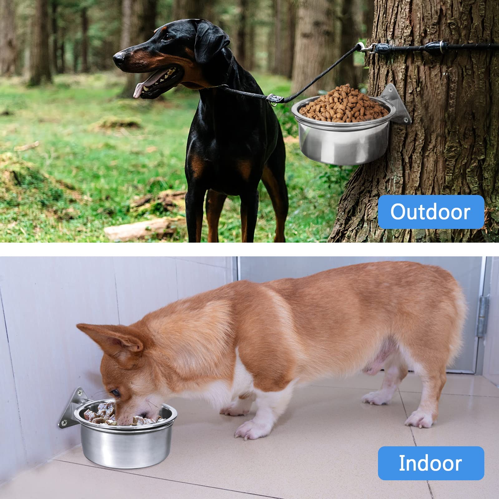 Harhana wall mount dog bowl suitable for indoor and outdoor use.