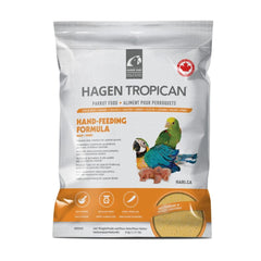 Hari Tropican baby bird food packaging shows complete nutrition for healthy parrot chick growth.