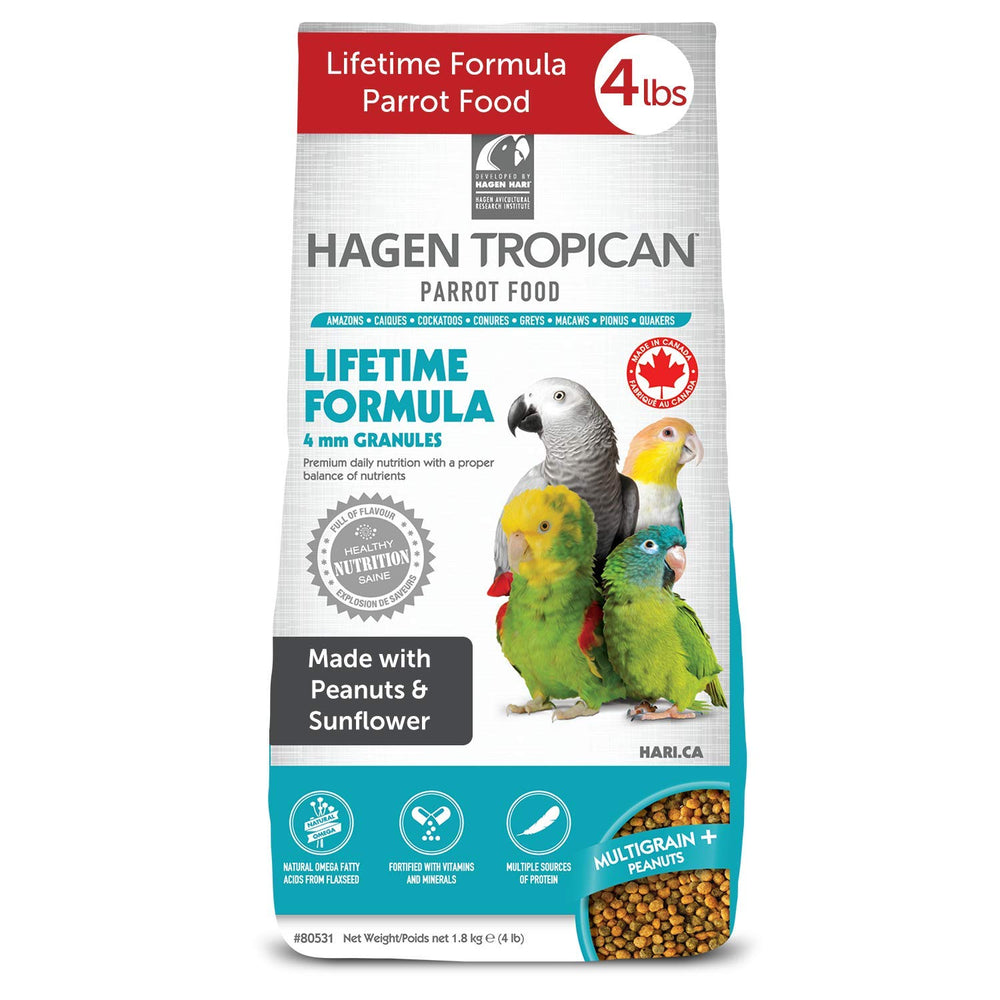 HARI Tropican parrot food bag front showing packaging and branding for easy discovery.