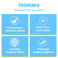 Hari Tropimix 100-percent edible ingredients with shells removed for clean feeding.