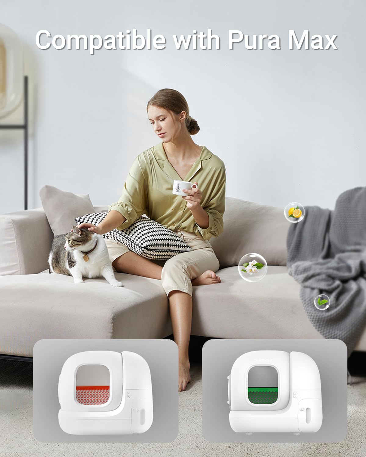 Harich CurLife N50 2.0 in use litter box deodorizer delivering odor control at home