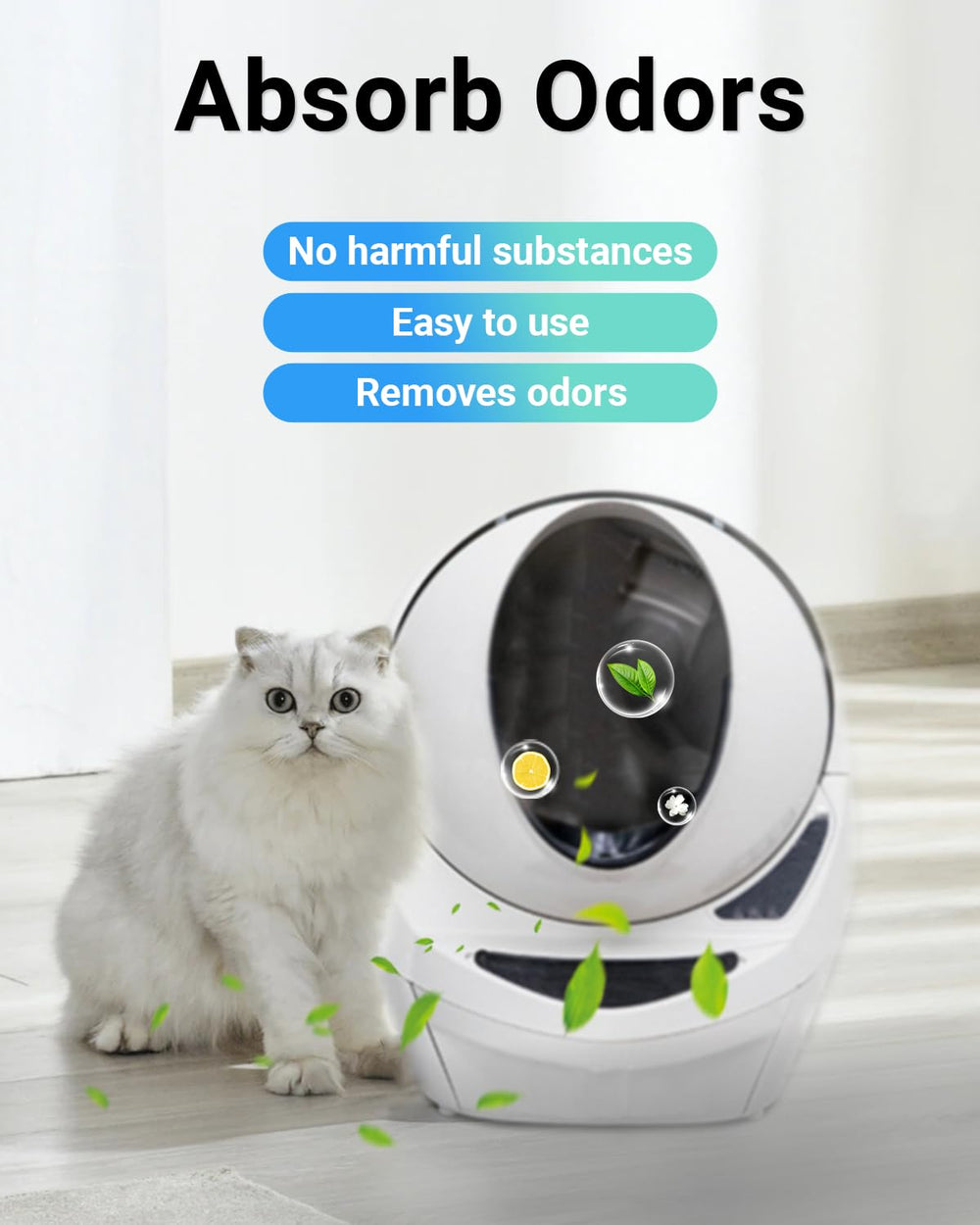 Harich CurLife deodorizer for self-cleaning litter boxes offers simple odor control.