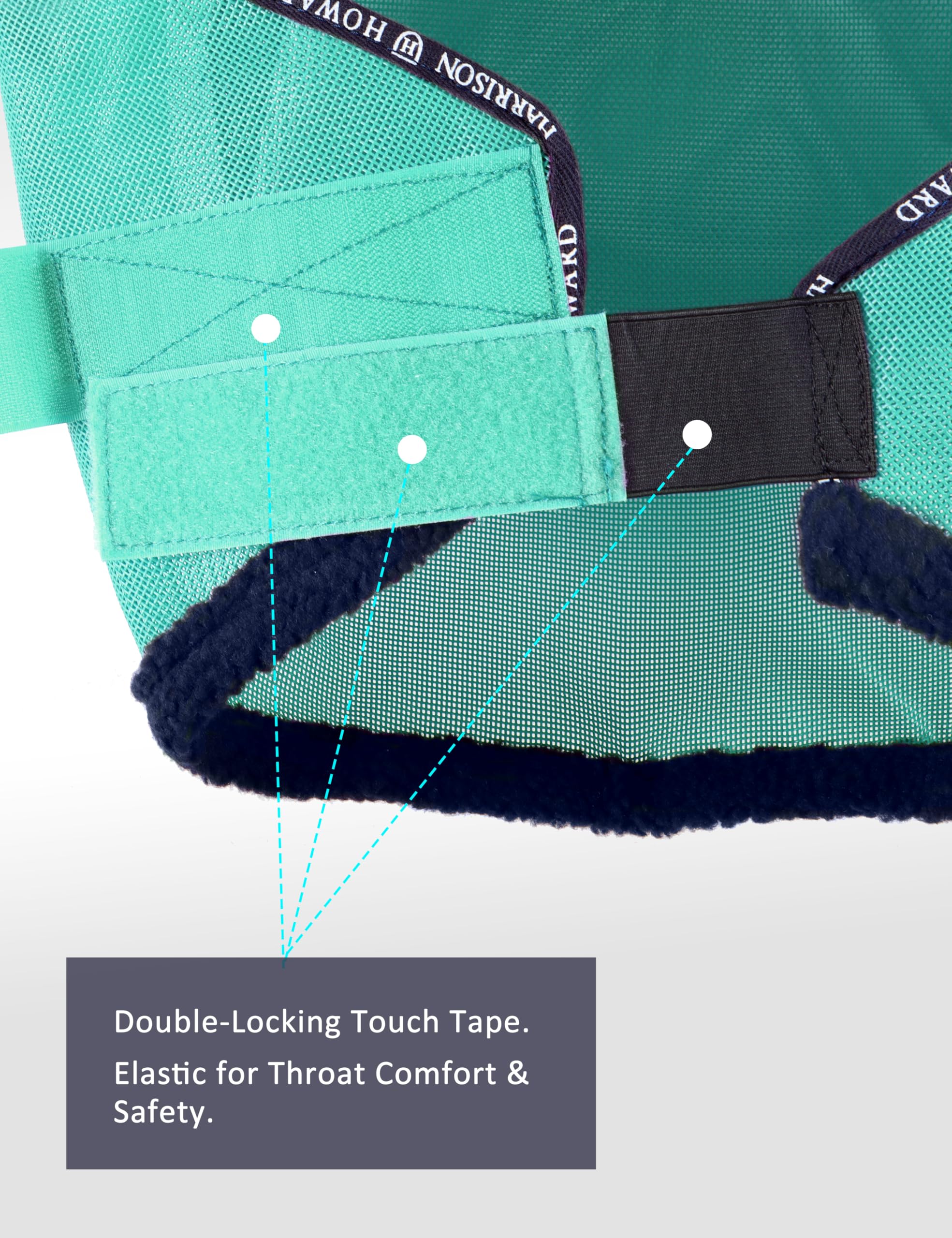 Harrison Howard adjustable chin strap ensures secure, slip-free fit
