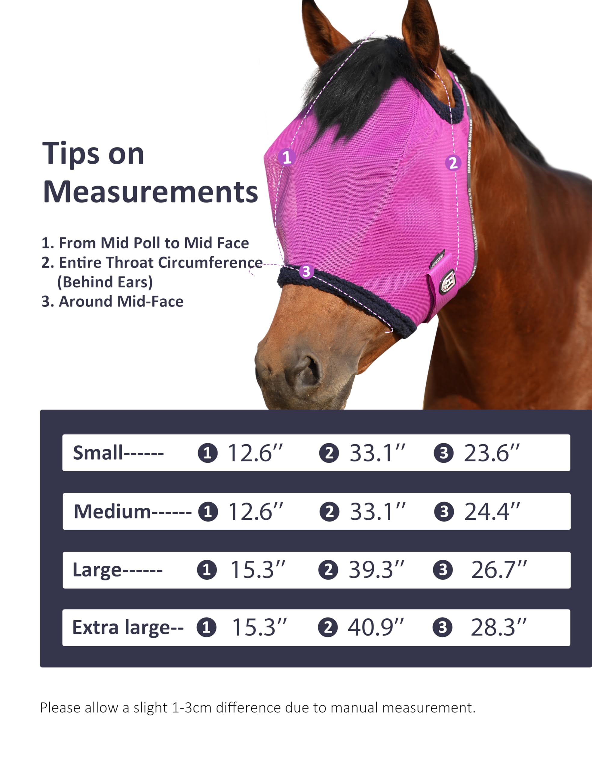 Purple Large sizing on Harrison Howard mask with adjustable chin strap for secure fit.