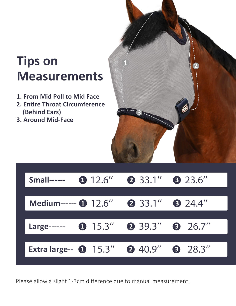 Harrison Howard all round mesh fly mask care detail showing easy cleaning and maintenance