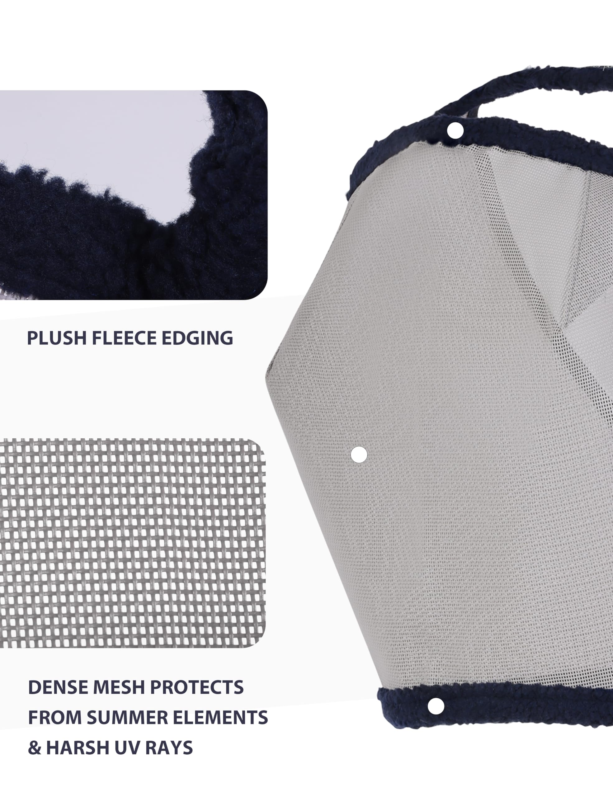 Harrison Howard all round mesh fly mask chin strap provides secure adjustable fit for various head shapes