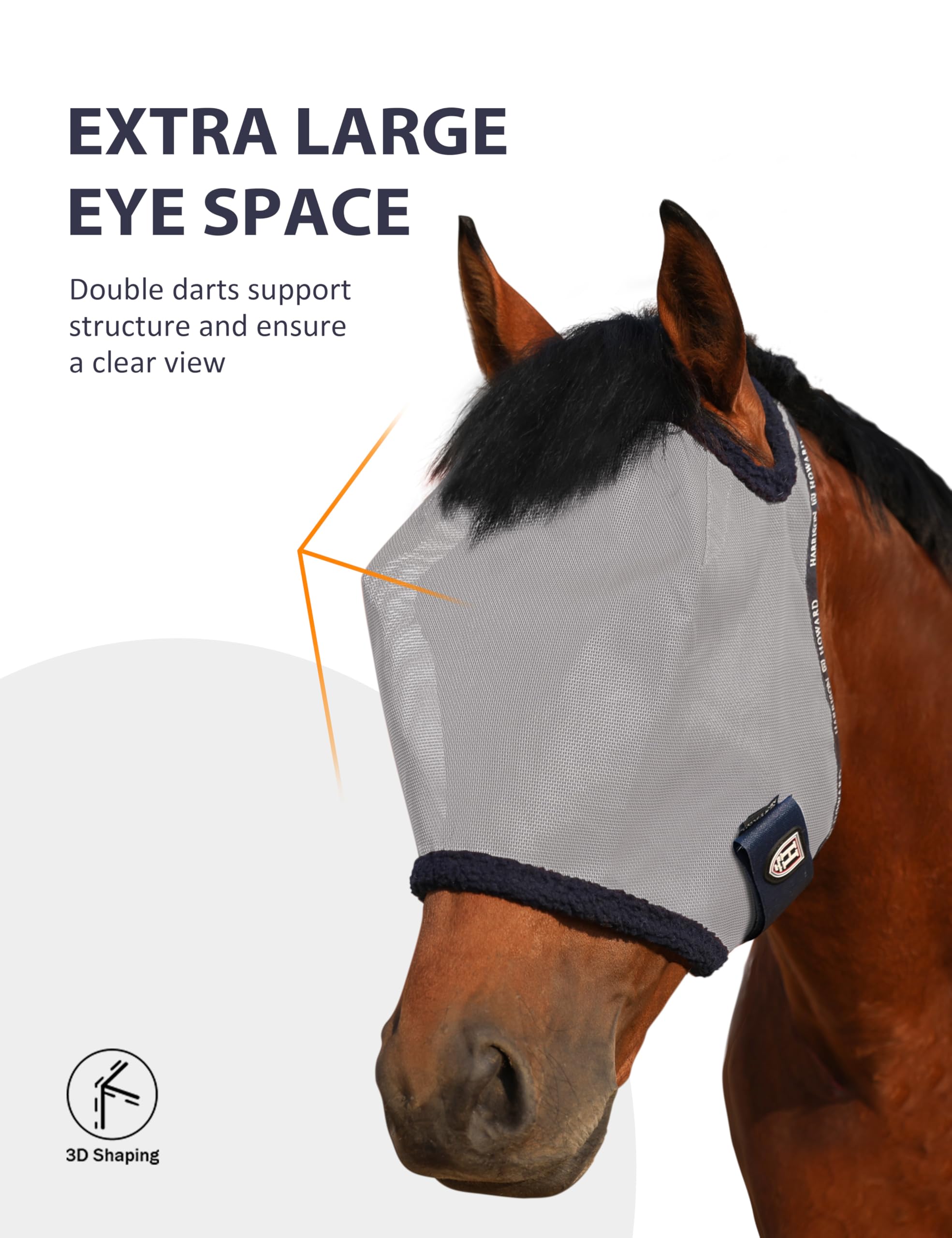 Harrison Howard all round mesh fly mask soft fleece trim reduces pressure and protects skin