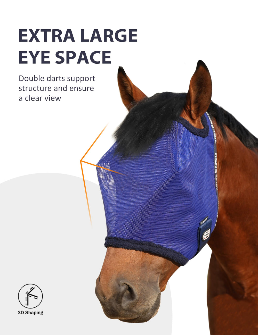 Harrison Howard mask with soft fleece trim reducing rubbing on the horse