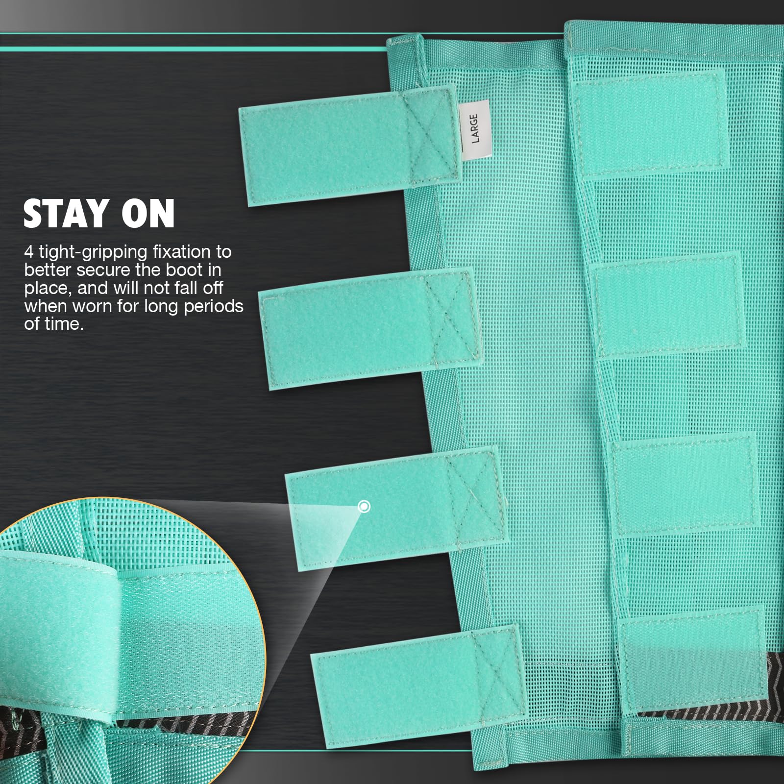 Harrison Howard breathable mesh legwear keeps horse comfortable during turnout.