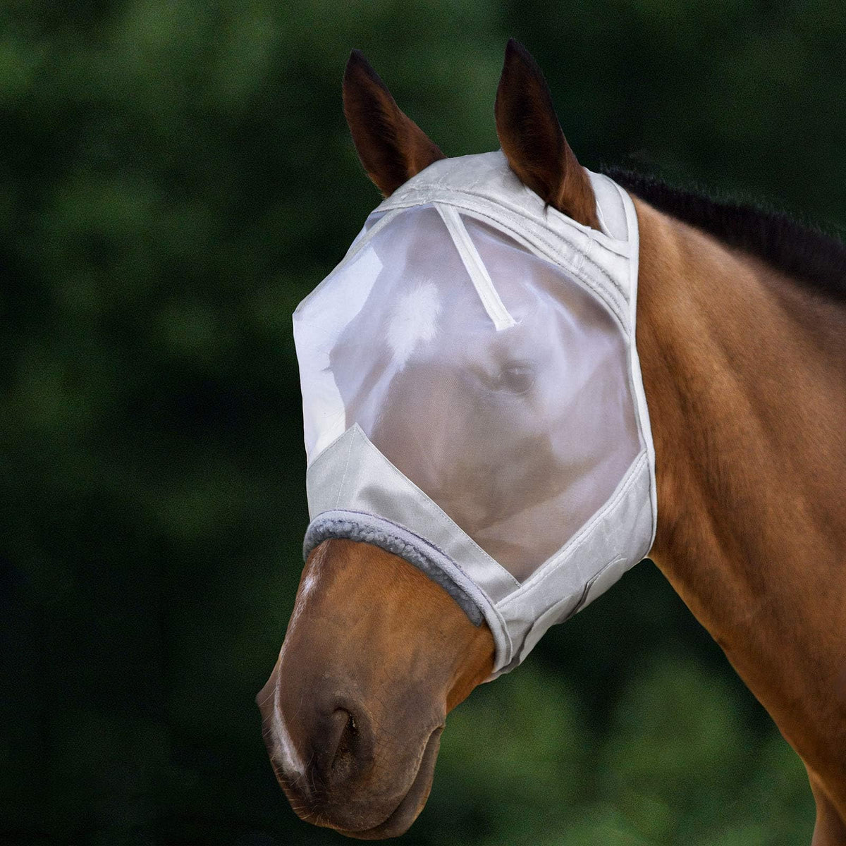 Harrison Howard CareMaster horse fly mask Moonlight Silver offers breathable protection from insects