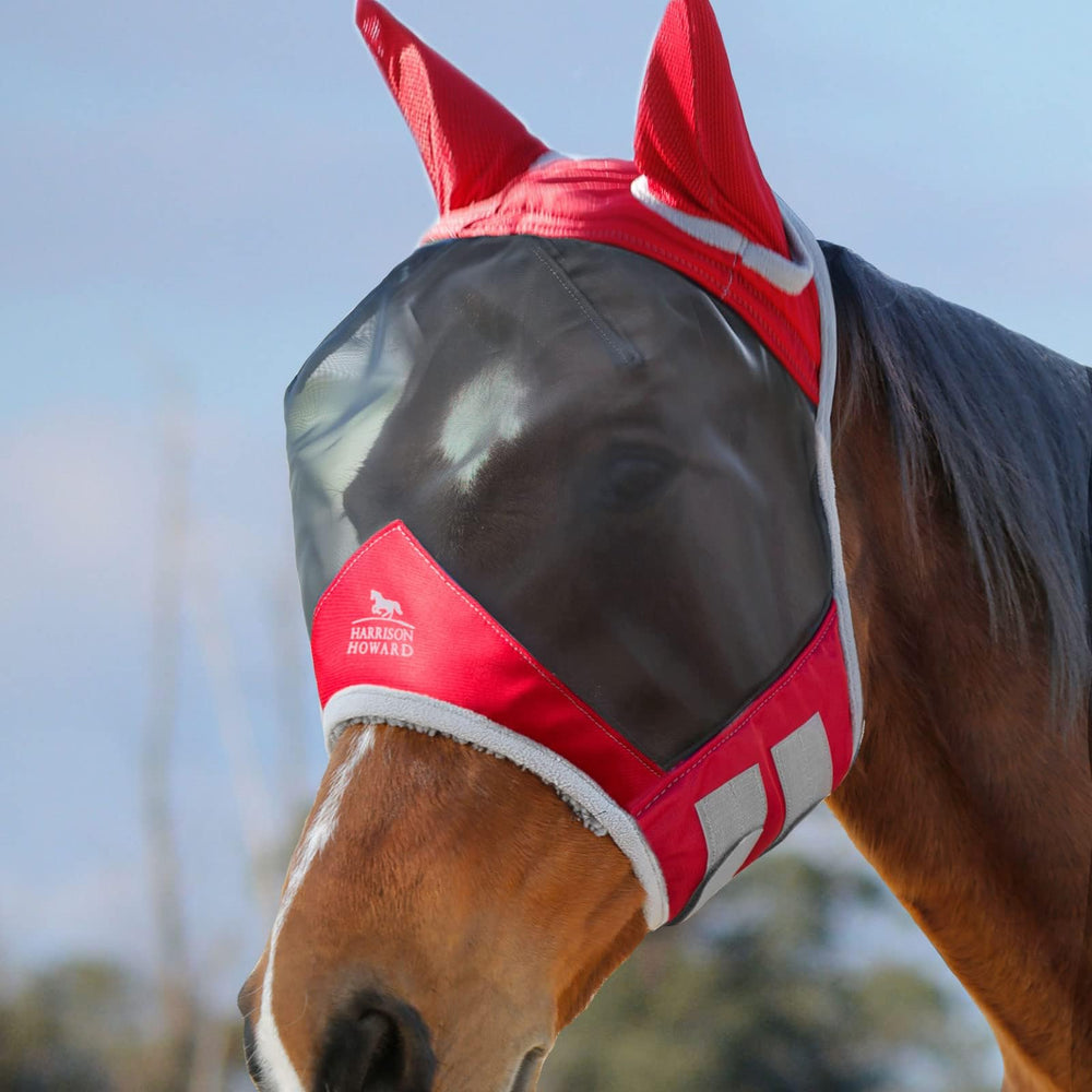 Harrison Howard CareMaster Pro fly mask red with eye-space for clear vision and UV protection