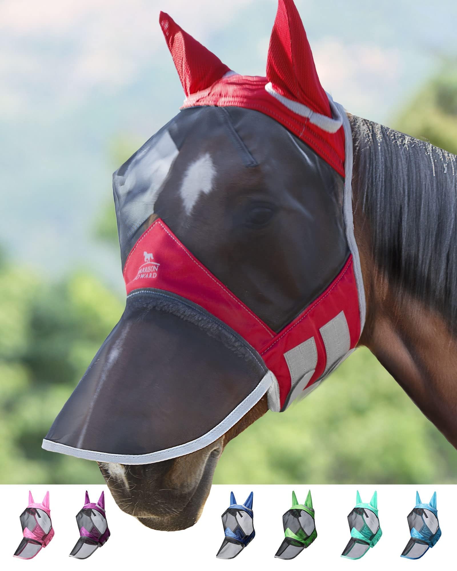 Harrison Howard CareMaster Pro fly mask with eye-space design provides clear vision and UV protection.