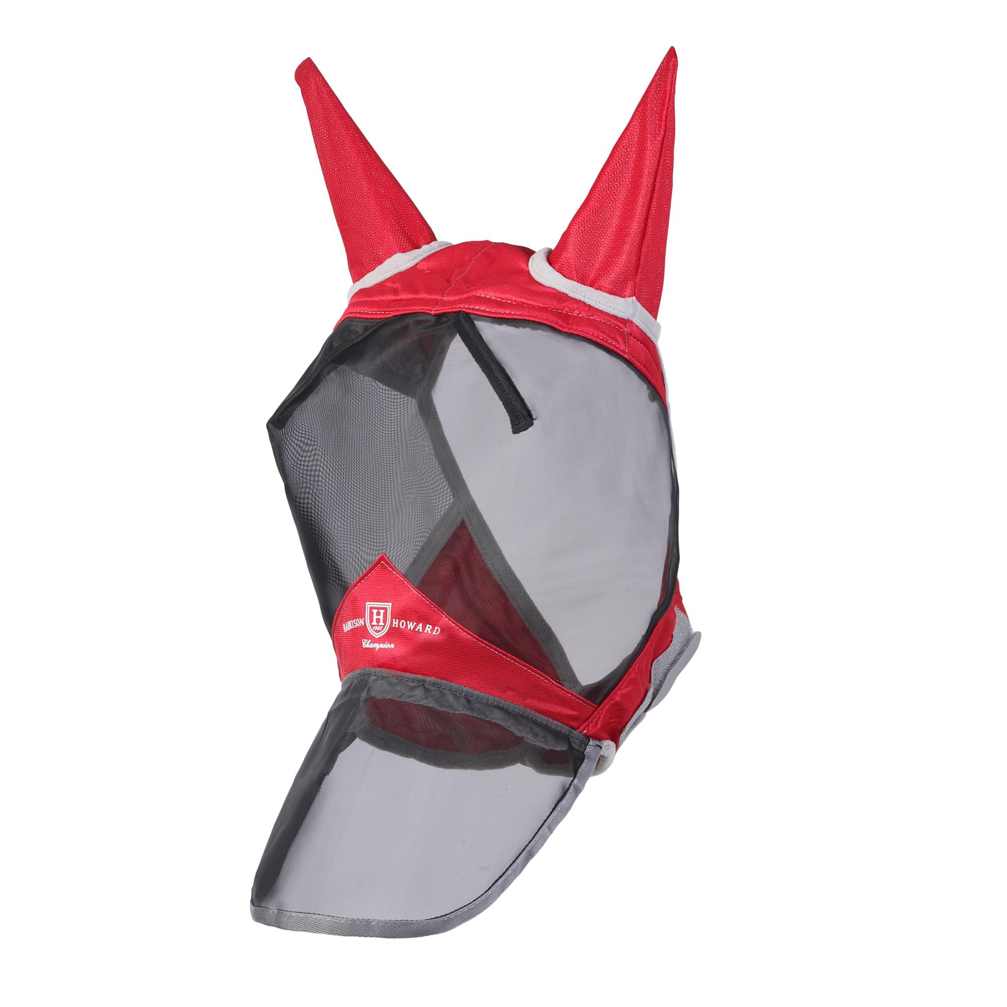 Harrison Howard CareMaster Pro fly mask with long-nose focus protects the nose while staying breathable.