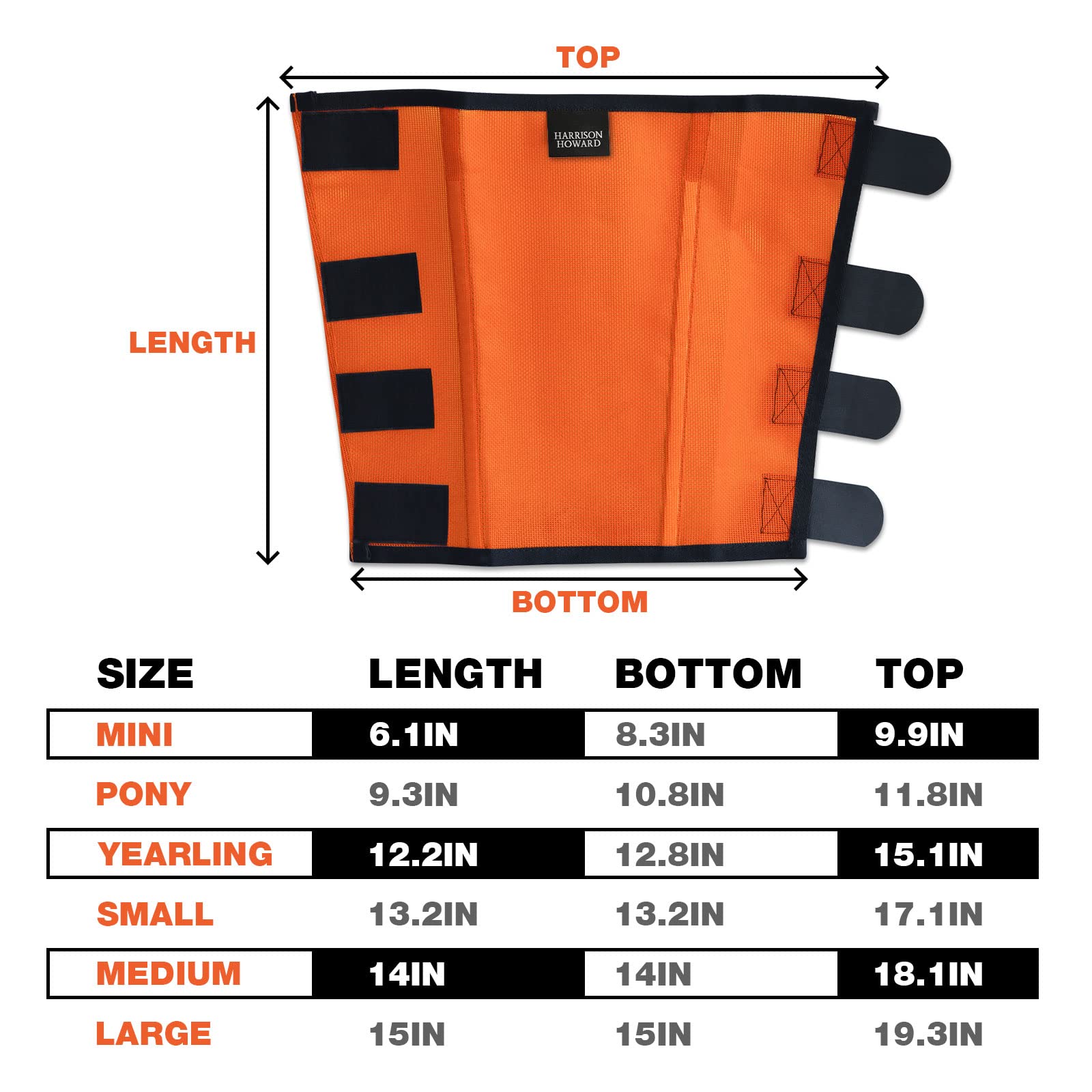 Harrison Howard four-pack orange fly boots for versatile turnout options.