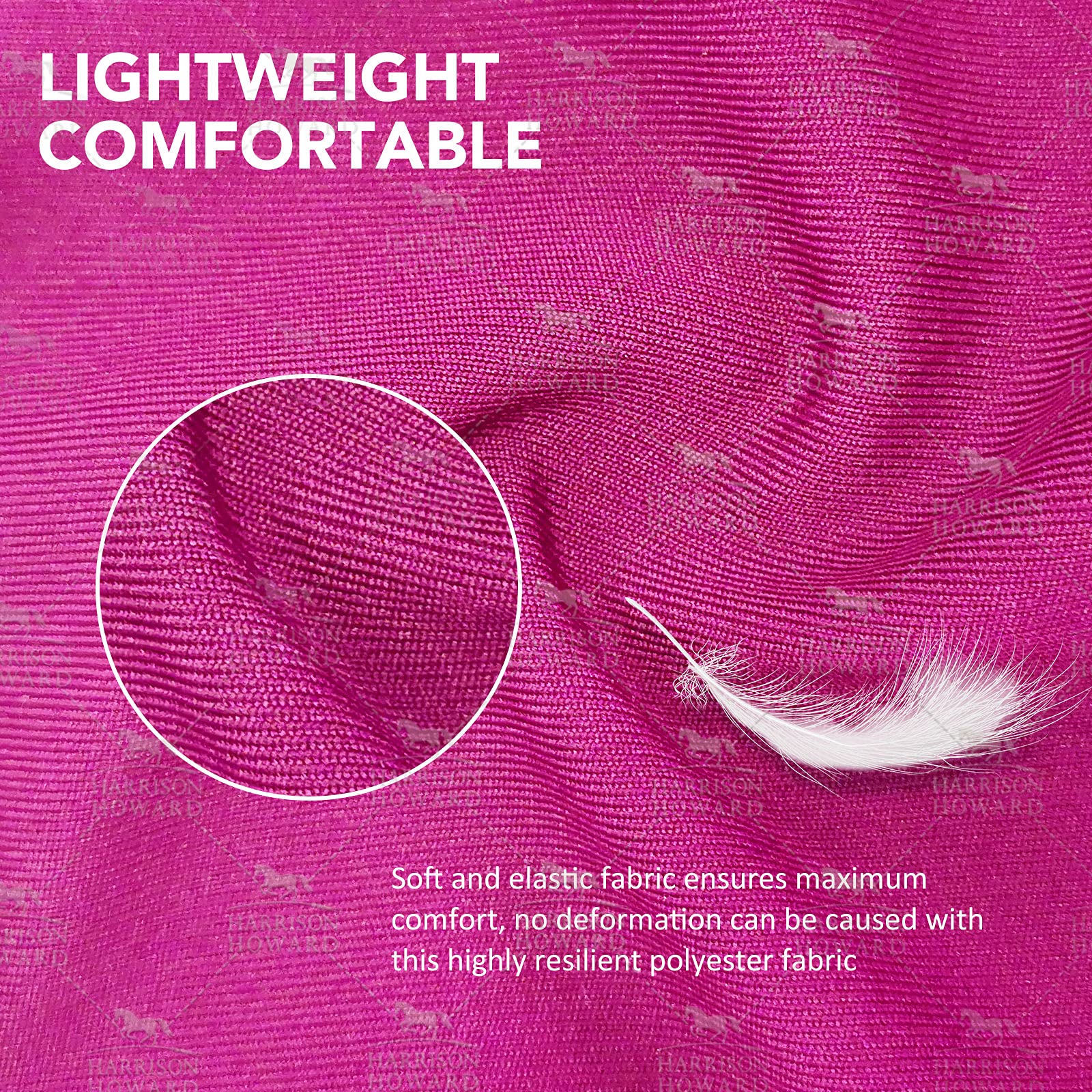 Harrison Howard soft-on-skin fly mask with breathable mesh for all-day wear.