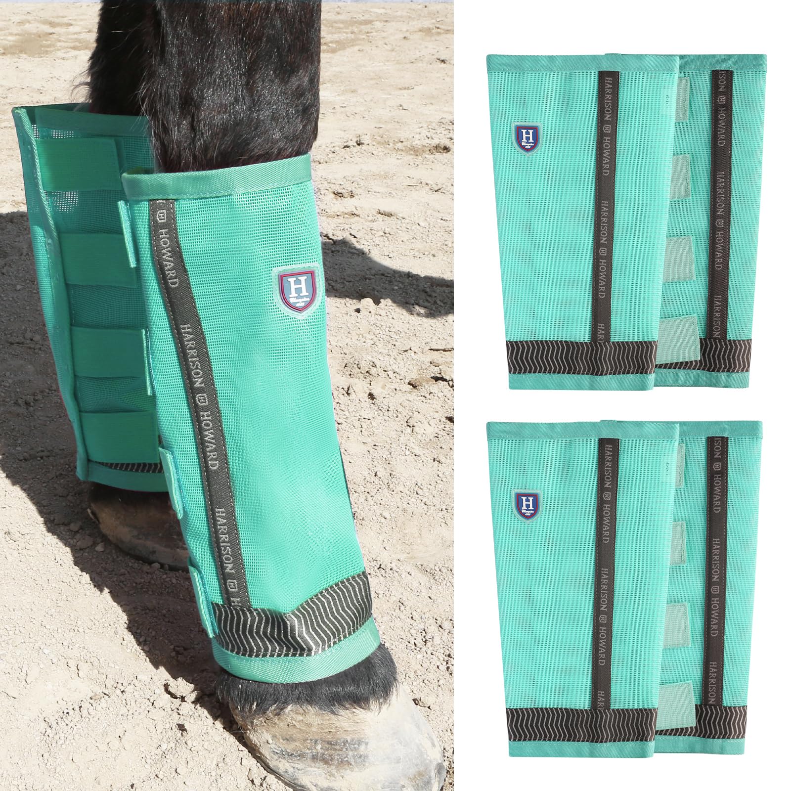 Harrison Howard loose-fitting horse fly boots with UV protection and breathable comfort.