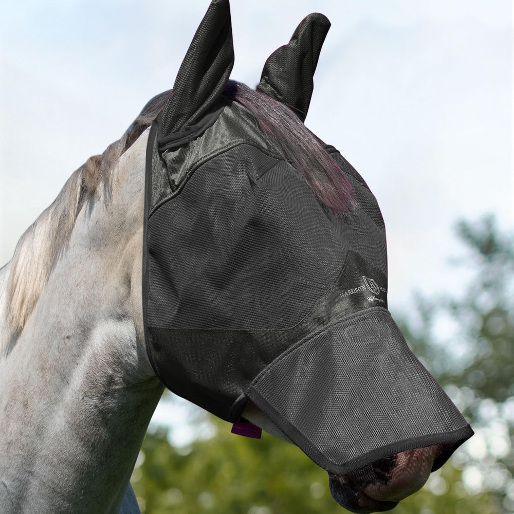 Harrison Howard UV-Proof Forelock Opening mask protects face from sun and debris