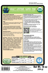 Close-up of Harrison's Organic label highlighting certified organic ingredients.