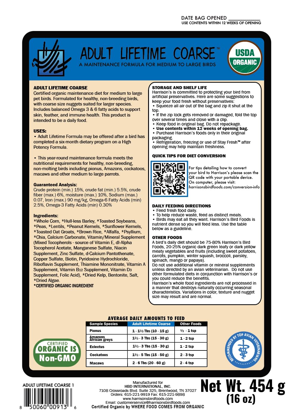 Close-up of organic ingredients in Harrison's formula emphasizing natural nutrition