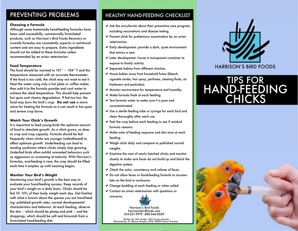 Harrison's Recovery formula used for hatchling hand feeding and early development.