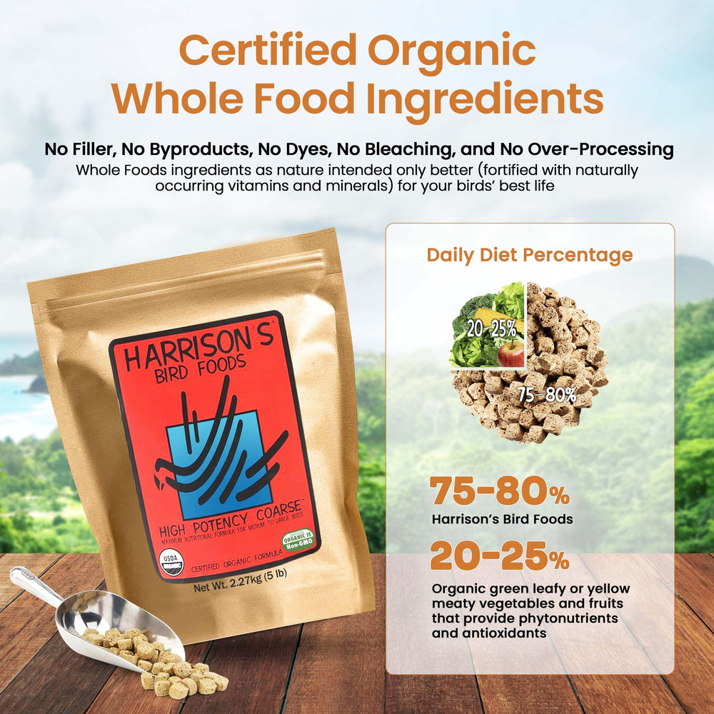 Harrison's High Potency Coarse omega-3-6 balance closeup communicates essential fatty acid support.
